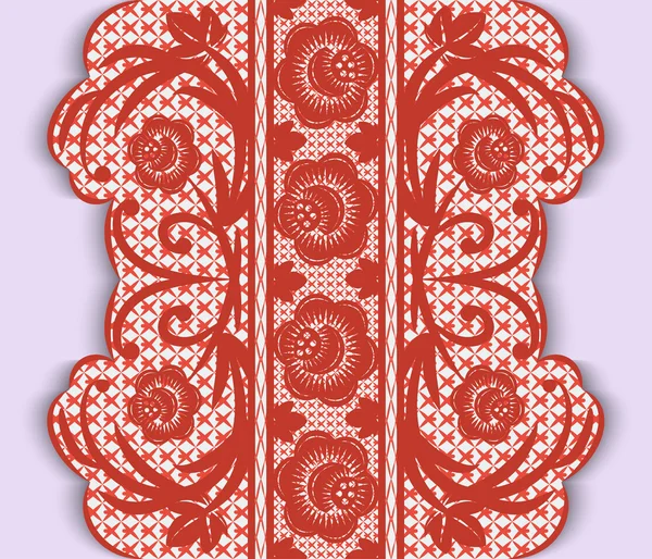 Ruban de dentelle verticale sans couture avec des fleurs — Image vectorielle