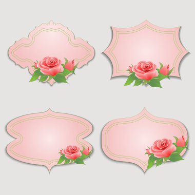 Set of vintage greeting cards with rose.