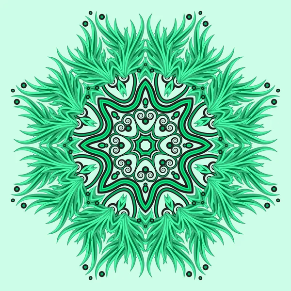 Adorno de mandala en colores verdes — Archivo Imágenes Vectoriales