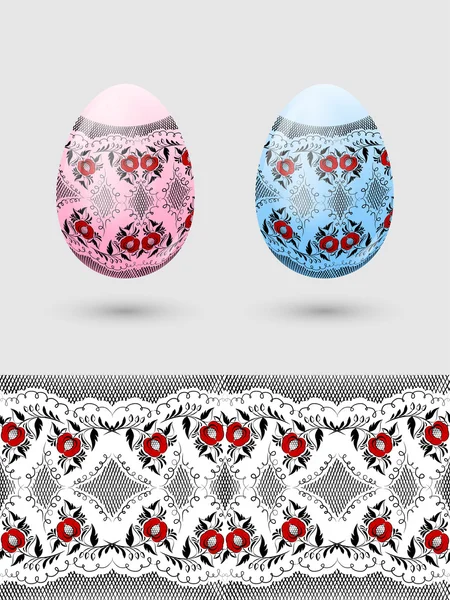 Colorful Easter eggs stylized Russian pattern — Stock Vector