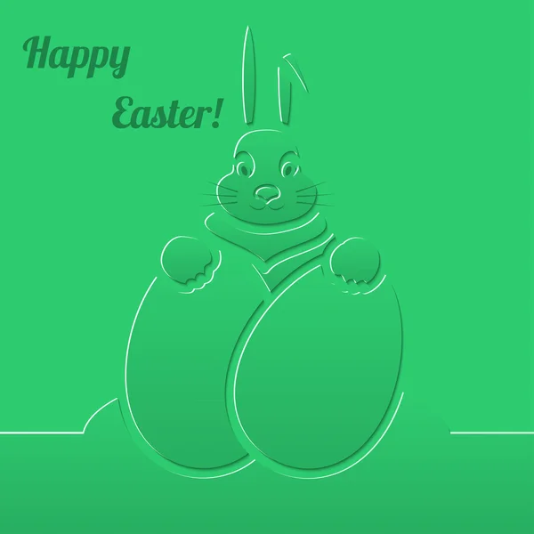 Easter bunny met eieren. Groenboek achtergrond. — Stockvector