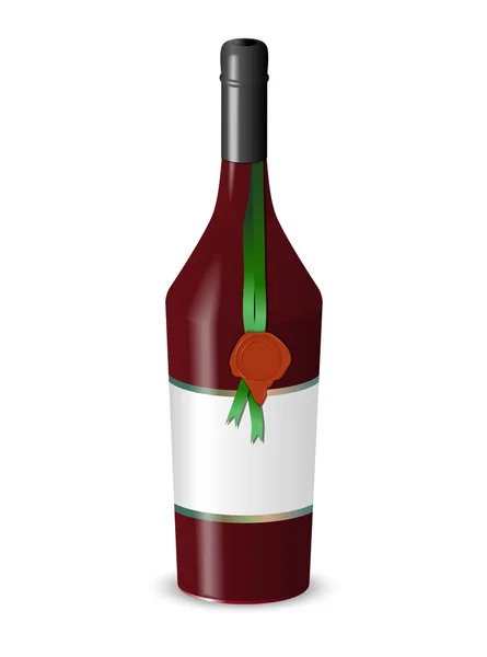 Garrafa de vinho com selo de cera isolado sobre fundo branco . — Vetor de Stock