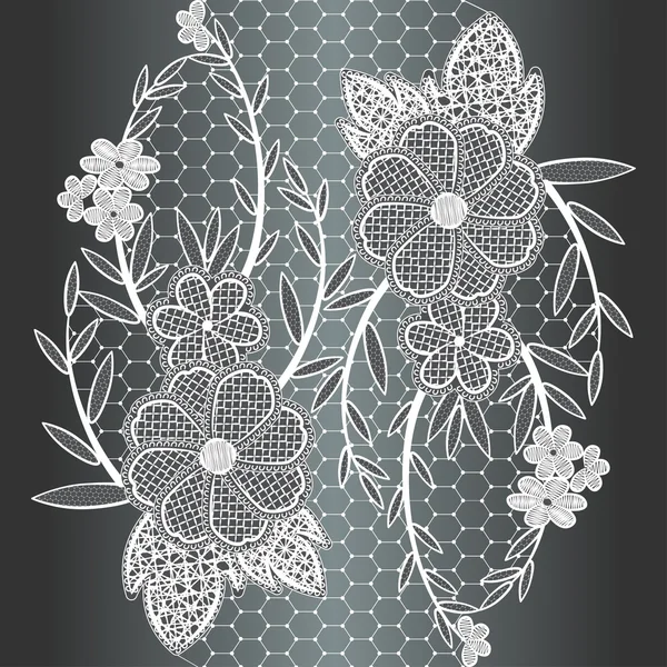 Seamless white floral lace ribbon. — Stock Vector