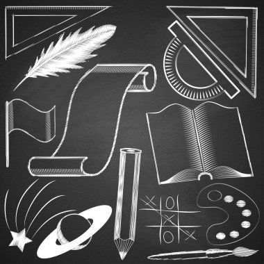 öğeleri yapılmış??Tebeşir yazı tahtası grange doku tarafından elle.