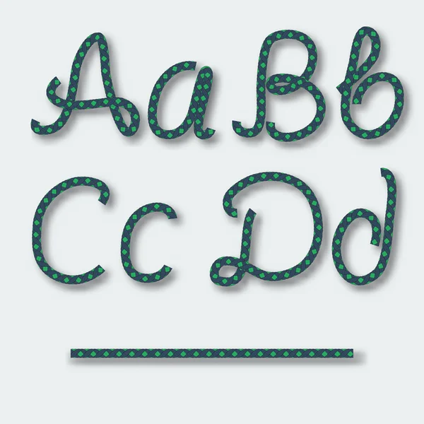 Buchstaben a b c d - handgeschriebenes Seilalphabet. — Stockvektor