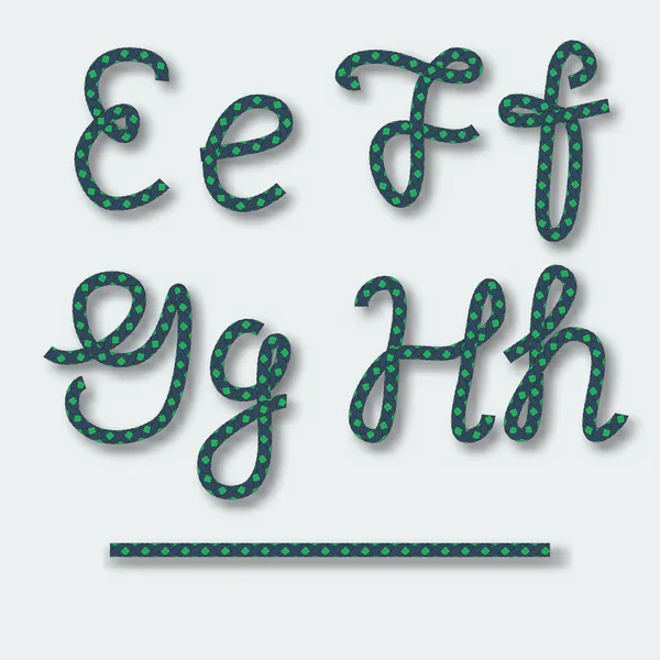 Letters E F G H - handwritten alphabet of rope. — Stock Vector