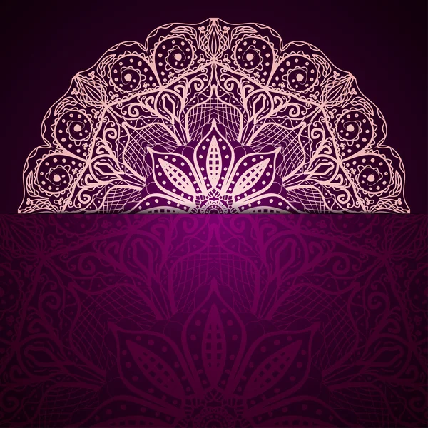Stylish purple background with a light circular lace pattern. — Stock Vector