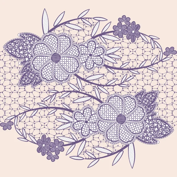 Wide seamless lace ribbon with flowers. — Stock Vector