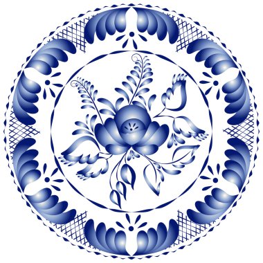 gzhel tarzı yuvarlak tasarım öğesi.