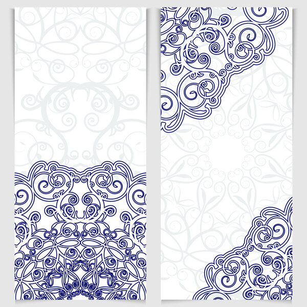 Set of greeting cards or invitations in the style of imitation Chinese porcelain painting.