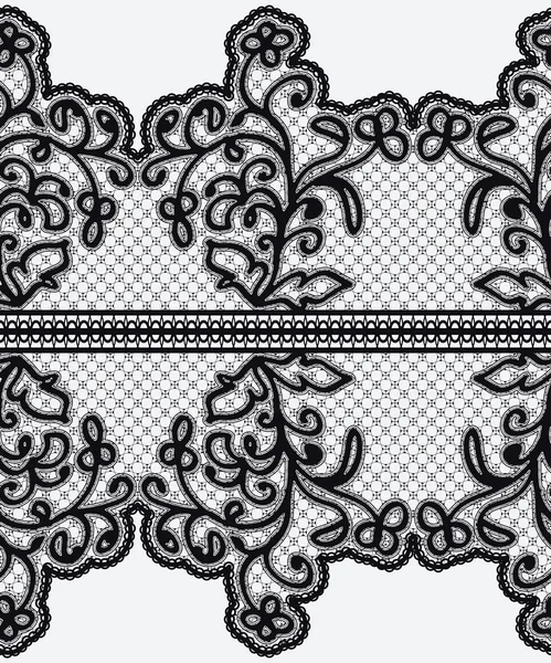 Seamless wide lace ribbon with openwork flowers. — Stock Vector