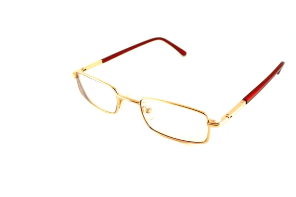 Occhiali ottici dorati isolati — Foto Stock