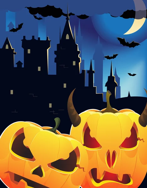 Cabeza de calabaza de Halloween monstruos — Vector de stock