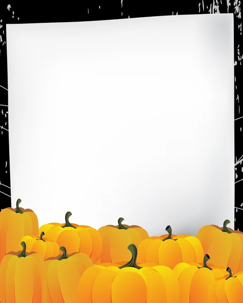Stapel van rijp pumpkins op krassen achtergrond — Stockvector