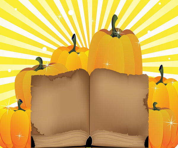Ripe pumpkins and the old book
