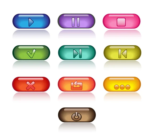 Transparent control buttons. Bright series — Stock Vector