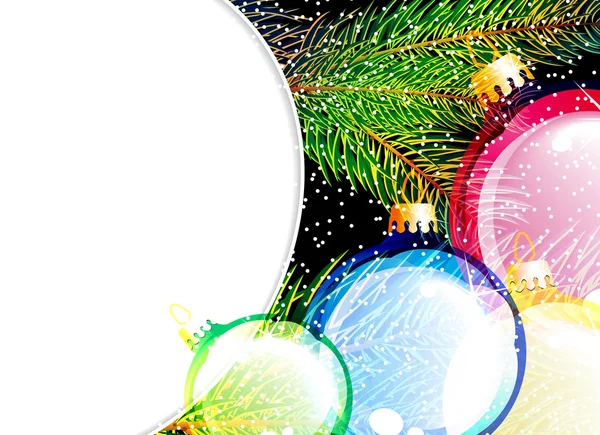 Bolas de Navidad en la rama del árbol de Navidad — Archivo Imágenes Vectoriales
