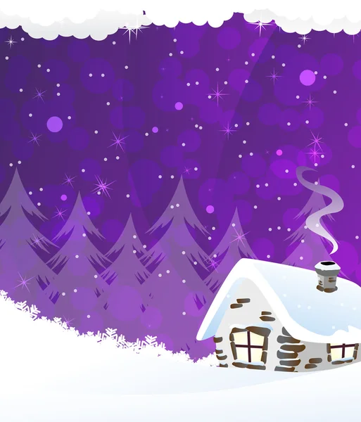 雪に覆われた小さな家 — ストックベクタ