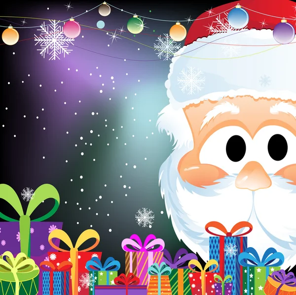 Santa claus en geschenkdozen — Stockvector