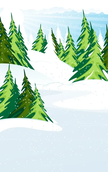 Snow covered pine forest — Stock Vector