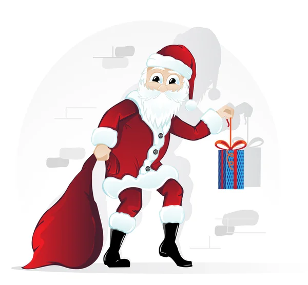 Санта-Клаус с рождественским подарком — стоковый вектор