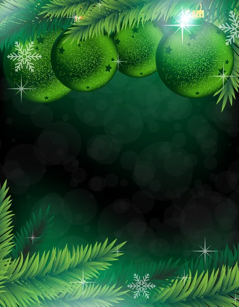 Christmas decorations on a green background — Stock Vector