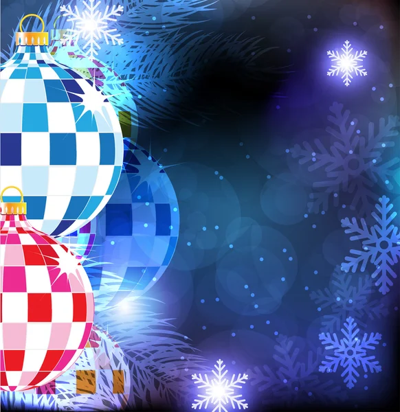 圣诞树球蓝色冬季背景上 — 图库矢量图片