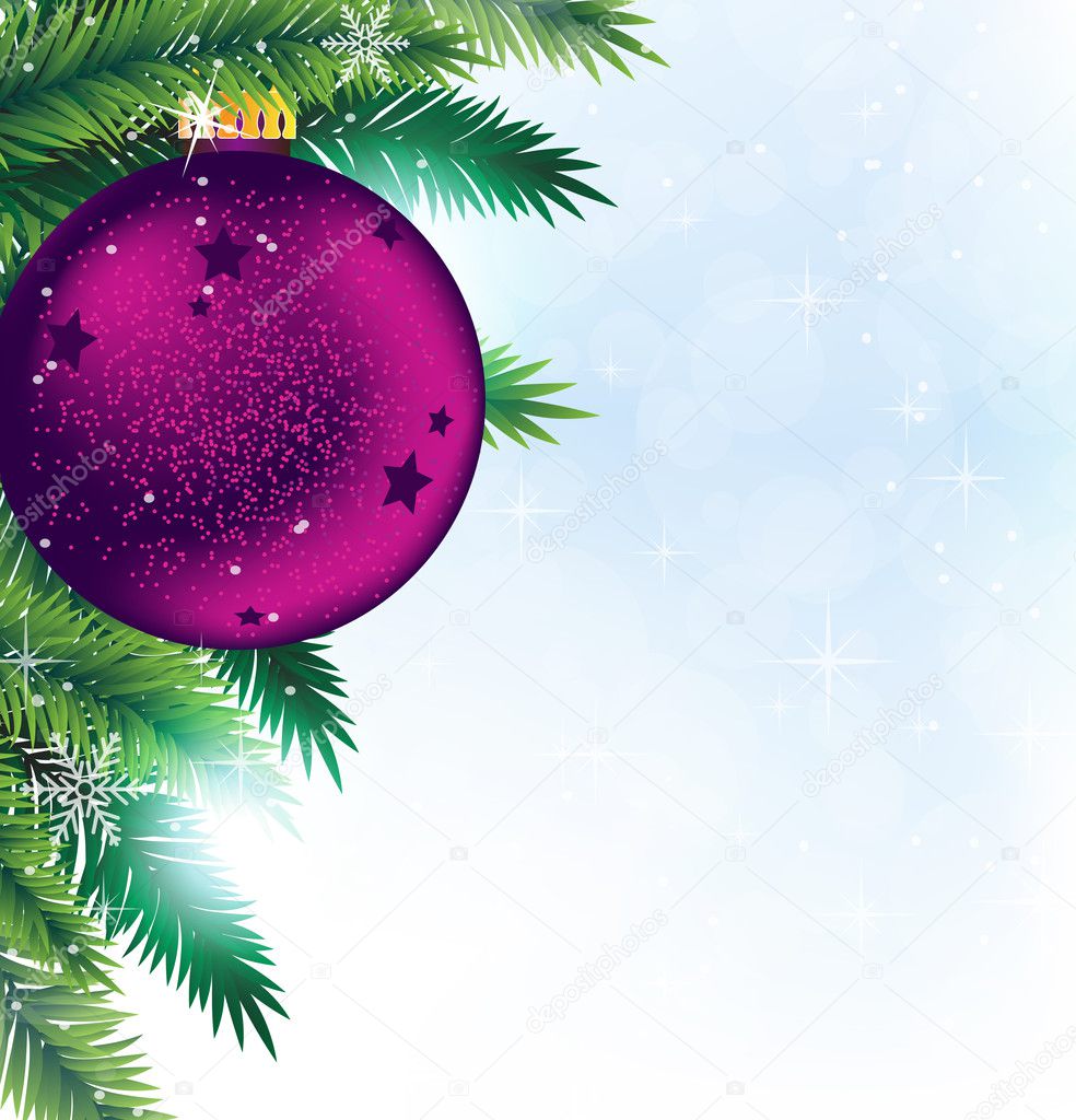 Christmas decoration on blue sparkling background