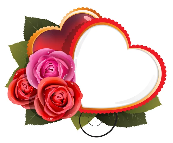 玫瑰和心。情人节贺卡 — 图库矢量图片