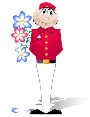 Doorman in a red uniform clipart