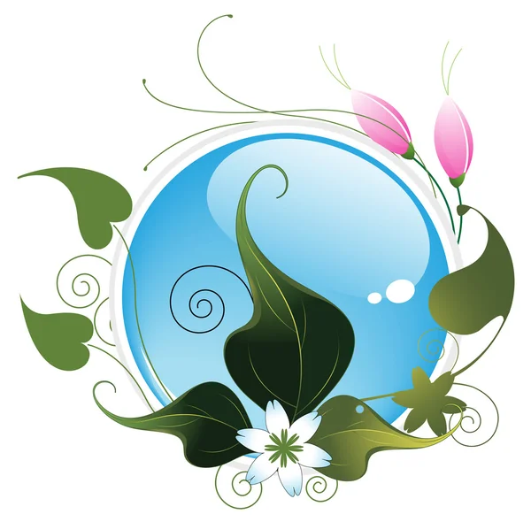 Patrón floral con botón azul aqua — Vector de stock