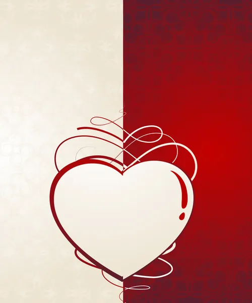 Coeur silhouette.Vintage carte Saint-Valentin — Image vectorielle