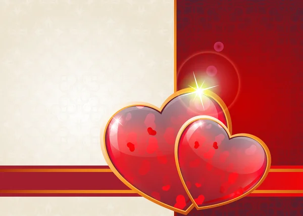 Valentine hearts and ribbon — Stock Vector