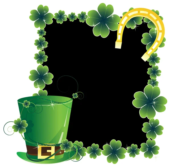 Groen hoed en een hoefijzer. St. patrick's day card. — Stockvector