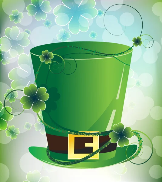 Cappello Leprechaun su sfondo fantasia — Vettoriale Stock