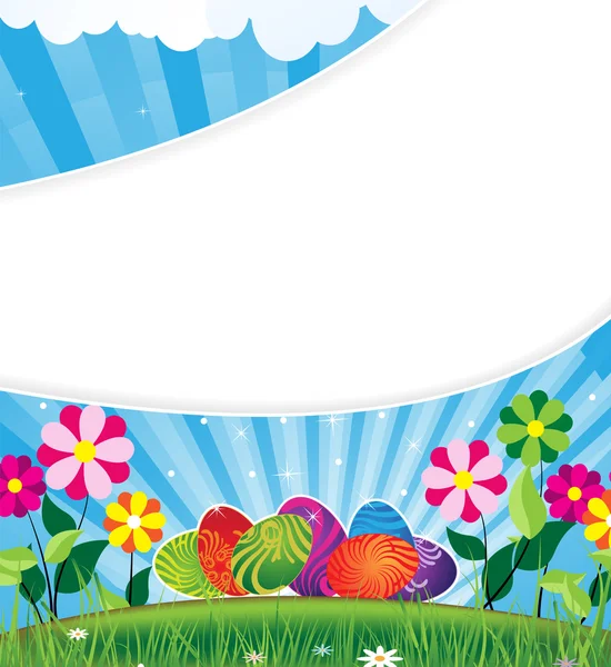 復活祭の卵開花草原 — ストックベクタ