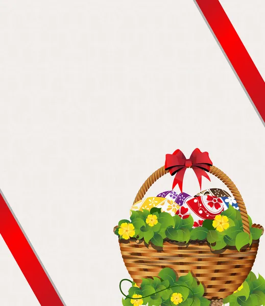 Panier de Pâques sur fond beige — Image vectorielle