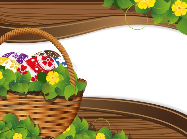 Cesta de Pascua con Huevos Pintados — Vector de stock