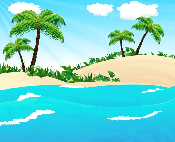 Paisaje marino tropical salvaje — Vector de stock