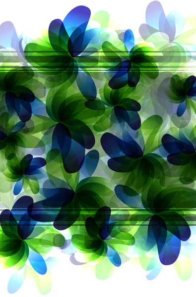 Green and blue transparent flowers — Stock Vector