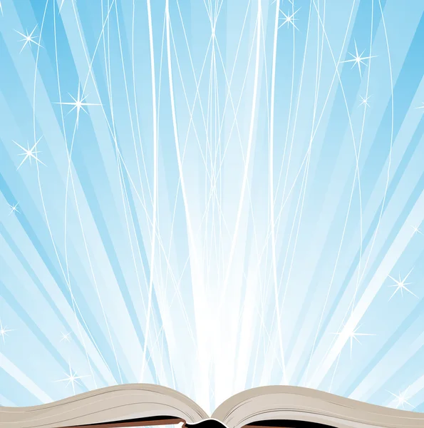 The book and the sparkling lights — Stock Vector