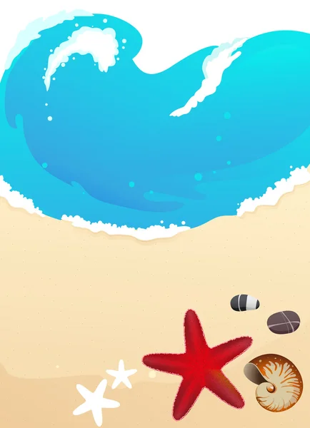 Plage de mer avec étoile de mer — Image vectorielle