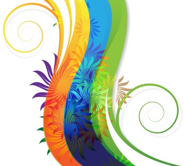 soyut rainbow zemin üzerine saydam çiçekler