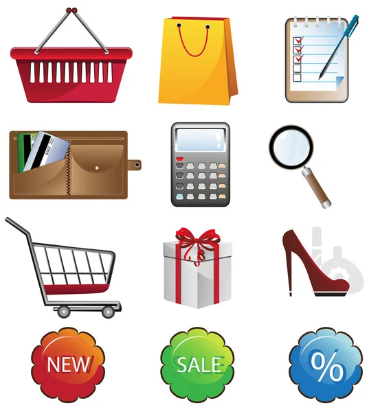 Iconos de compras — Vector de stock