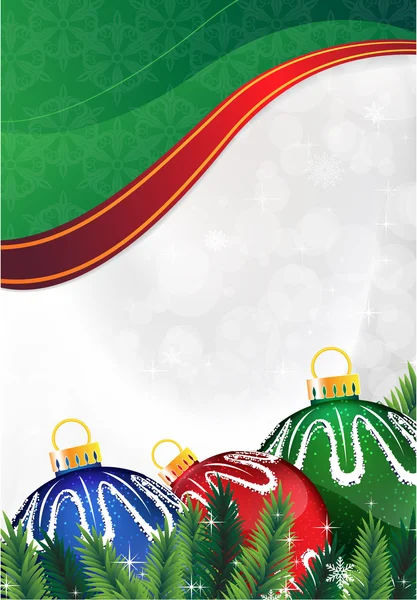 Рождественские шары на зеленом фоне — стоковый вектор