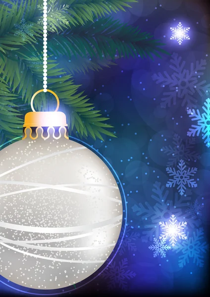 銀クリスマス安物の宝石と松の枝 — ストックベクタ
