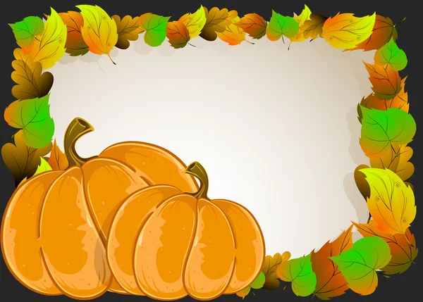 Pumpkins with leaves — Stock Vector