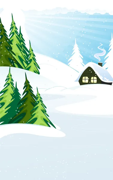 Paisaje invierno. — Vector de stock