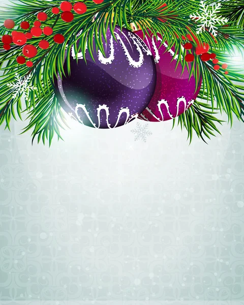 Bola de Navidad con baya de acebo — Vector de stock