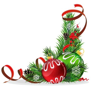 kırmızı kurdele ile Noel ağacı topları